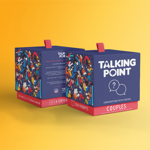 Game packaging with the title 'Talking Point Cards'