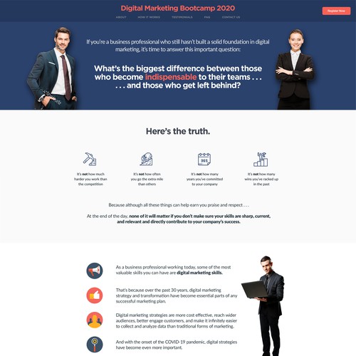 Digital website with the title 'Long form Sales page Design'
