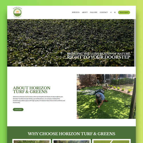 Landscape design with the title 'Website Refresh for Horizon Turf & Greens'