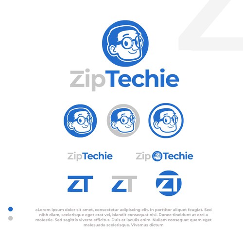 Geek logo with the title 'Zip Techie Mascot logo.'