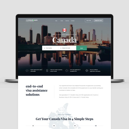 Startup website with the title 'VisaTravel Website'
