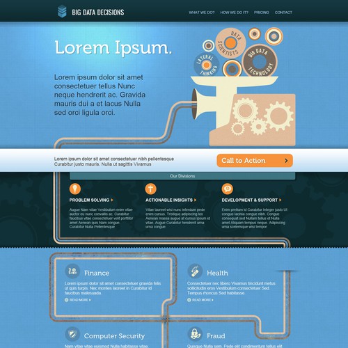 Corporate website with the title 'Big Data Startup needs a new website design'