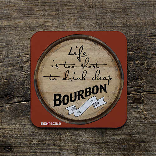 Coaster design with the title 'A coaster for a beer and bourbon party'