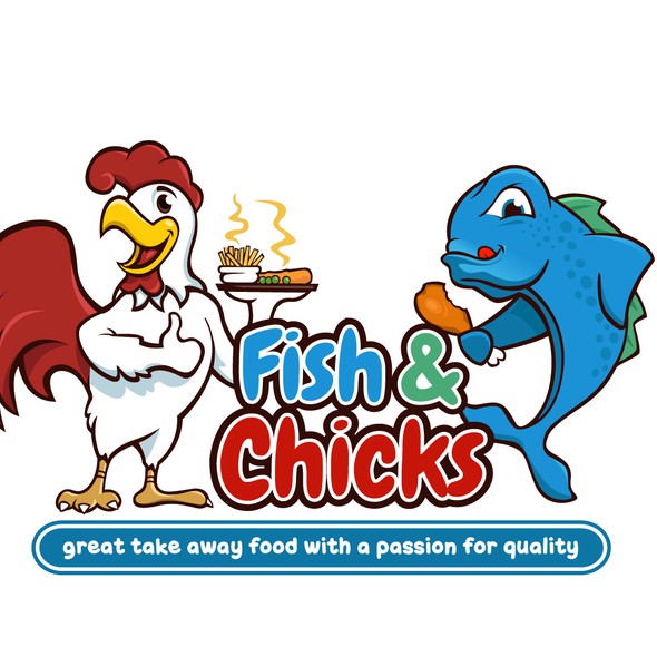 Fish restaurant logo with the title 'Fun fast food logo design'