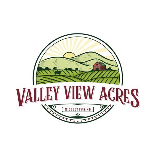 Mountain logo with the title 'valley view acres logo designs'