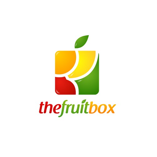 Rainbow logo with the title 'The Fruit Box needs a new logo'