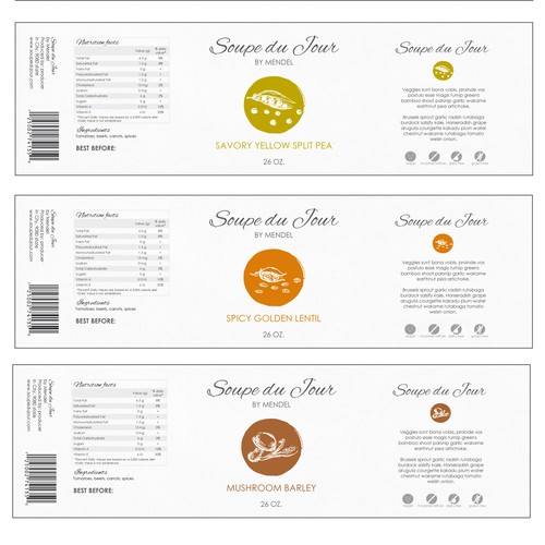 Soup design with the title 'Soupe Du Jour By Mendel '