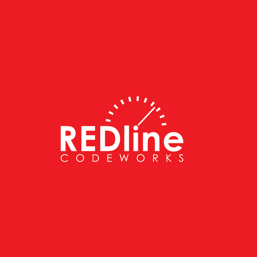 Work logo with the title 'Develop a logo for Redline Codeworks with stylish rendition of tachometer at the redline'