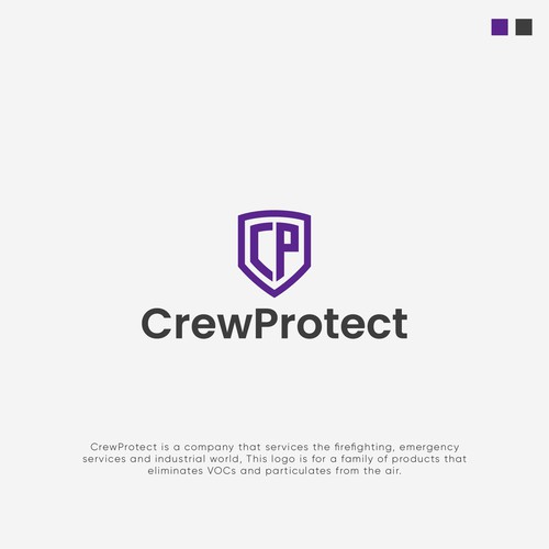 Firefighter logo with the title 'Logo Design for Crew Protect'