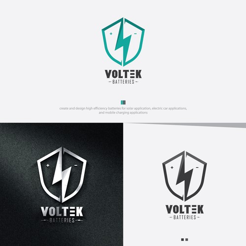 Thunder logo with the title 'thunder and shield logo concept for VOLTEK batteries'
