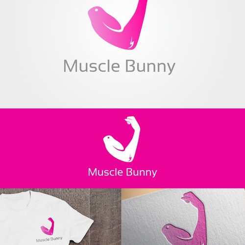 Neon pink logo with the title 'Muscle Bunny new womens Supplement and Fitness apparell line!'