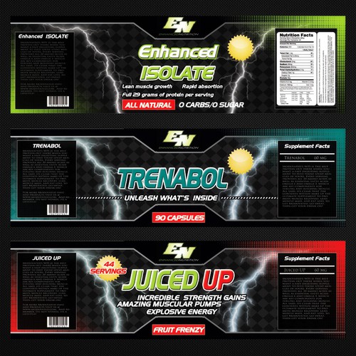 Protein label with the title 'Create the next print or packaging design for Enhanced Nutrition'