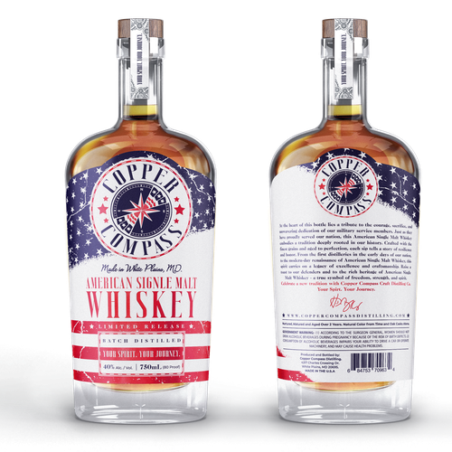 Bright label with the title 'Copper Compass new product design'