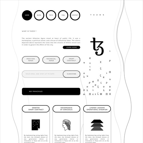 Black and white website with the title 'Tezos'
