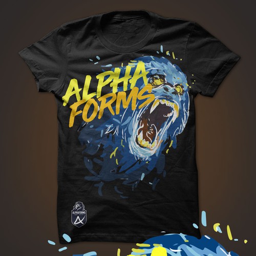 Gorilla t-shirt with the title 'Alphaforms'