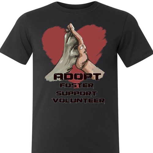 Shelter design with the title 'Create a unique, one-of-a-kind, contemporary T-Shirt design that invokes animal rescue, adoption'