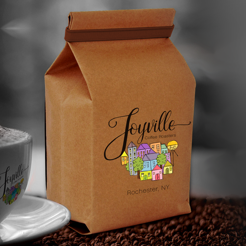Coffee shop artwork with the title 'Logo for coffee brand Joyville'
