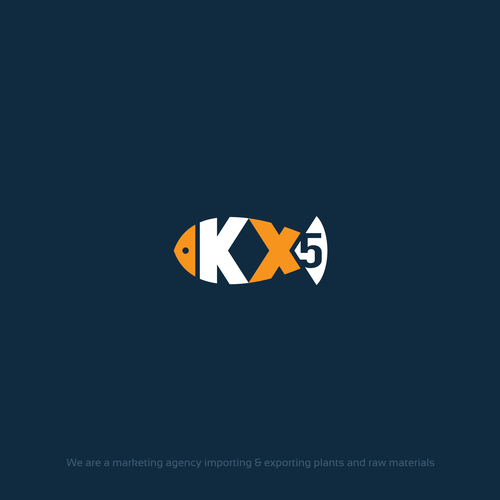 Digital agency logo with the title 'Logo with the letters 'K' and 'X' as a fish for the company 'KX5''