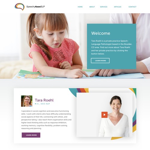 Consultant website with the title 'Homepage design for Speech therapy consultant'