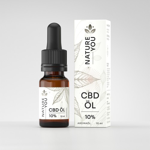 Natural packaging with the title 'CBD Oil Label And Box Design'