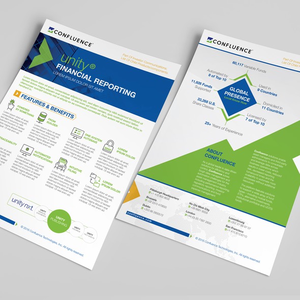 Platform design with the title 'Confluence - New Collateral Brochure Template'