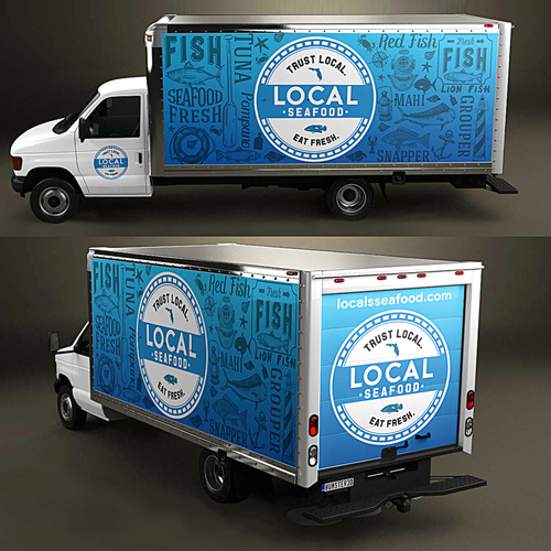 Truck design with the title 'box truck wrap design'