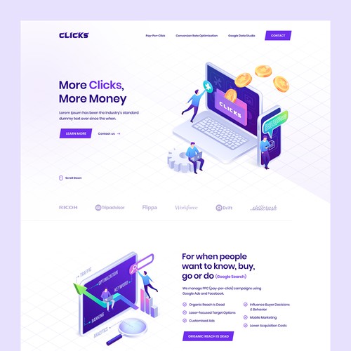 Money website with the title 'Clicks'