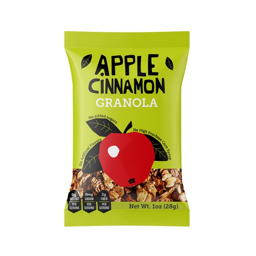 Contrast design with the title 'Kids Granola Package Design'