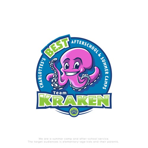 Squid logo with the title 'Warm and Playful Kraken Logo'