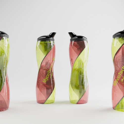 3D rendering design with the title 'bottle design'