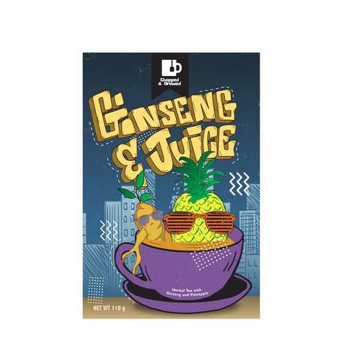 Music packaging with the title 'The 90s Hip Hop Tea Packaging'