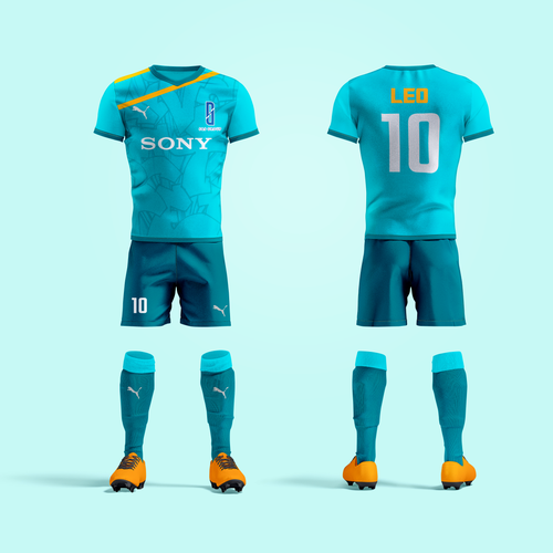 Uniform design with the title 'Soccer Kit Uniform.'