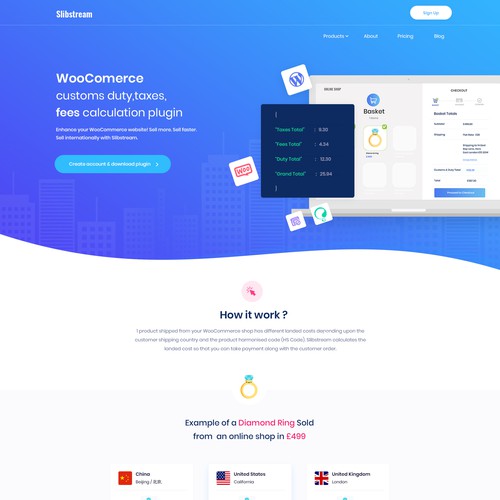 SaaS website with the title 'Slibstream ( tech company) - WooCommerce plugin website'