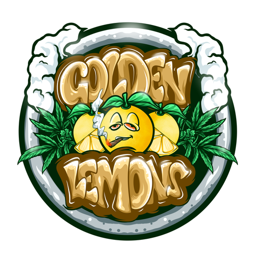 Smoke illustration with the title 'Golden Lemon Cannabis Design Concept'