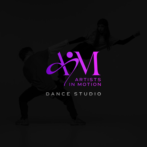 Dance logo with the title 'AIM Artists in Motion Dance Studio'