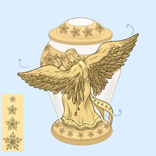 Angel artwork with the title 'urn design'