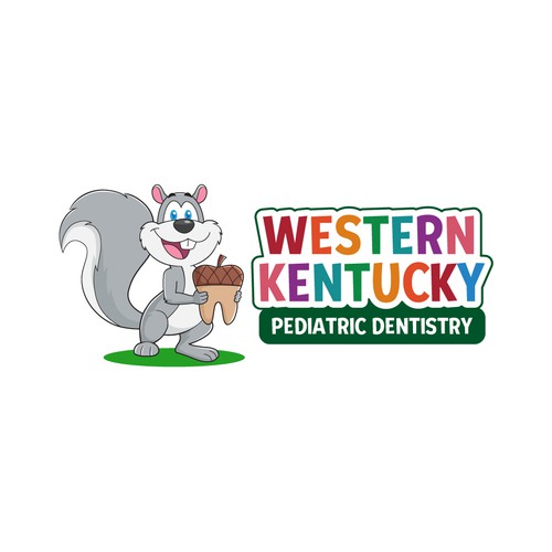 Squirrel logo with the title 'Logo design for children dentistry and adolescents'
