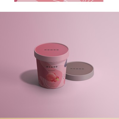 Packaging raspberry and mango ice cream