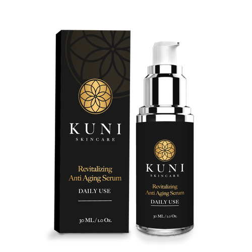 Serum packaging with the title 'Kuni SkinCare Packaging'