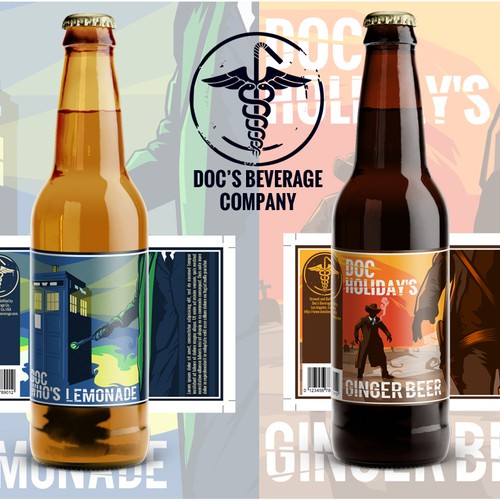 Beverage label with the title 'Logo & label design for Doc's Beverage'
