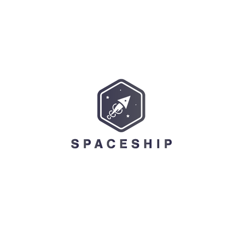 Spaceship design with the title 'Minimalist spaceship logo for cyberspace company'