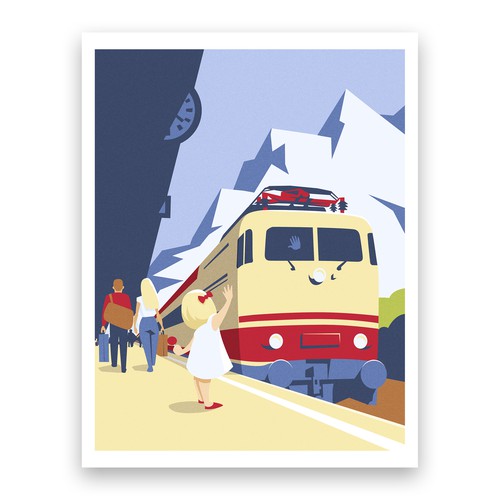 Railway design with the title 'Illustration for railway themed magazine'