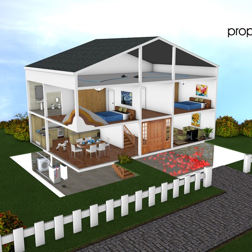 House artwork with the title 'Create a 2D Cross-section of a House'
