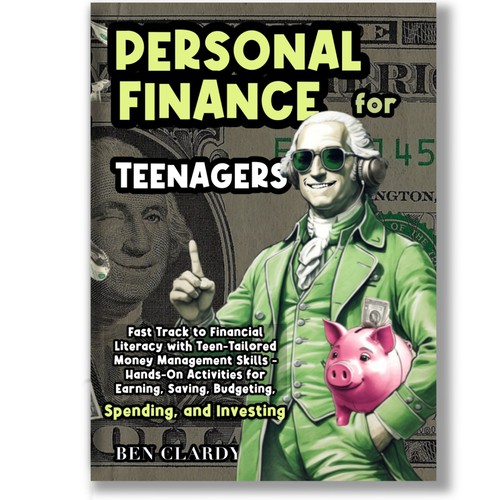 Cool book cover with the title 'Personal finance for teens'