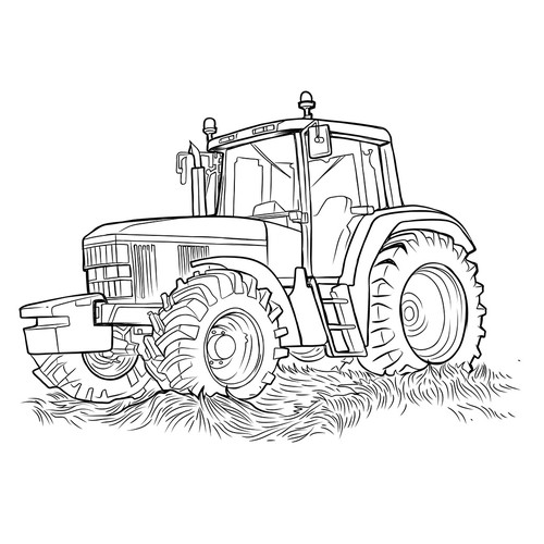 Line drawing artwork with the title 'Modern Tractor'