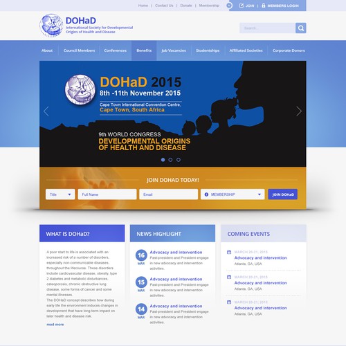 Slider design with the title 'DOHaD Home Page Design'