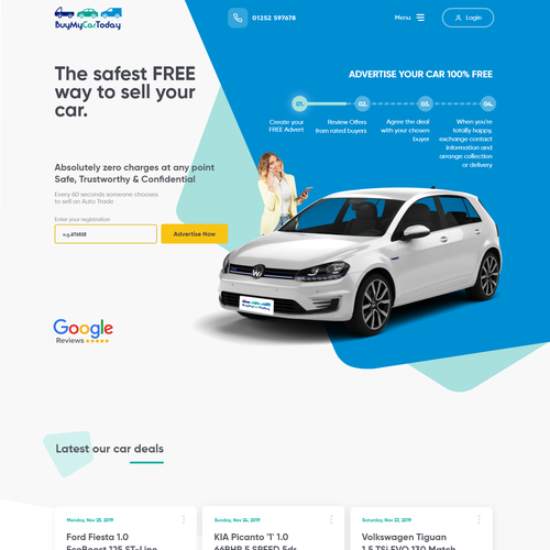 Showroom design with the title 'Buy My Car Today'