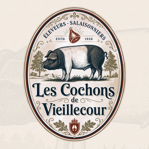 Vintage modern logo with the title 'Logo Mascot Les Cochons Vieillecour'