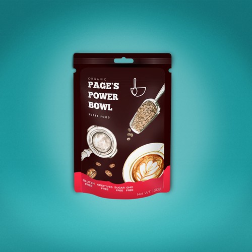 Pouch label with the title 'Page's Power Bowl #1'