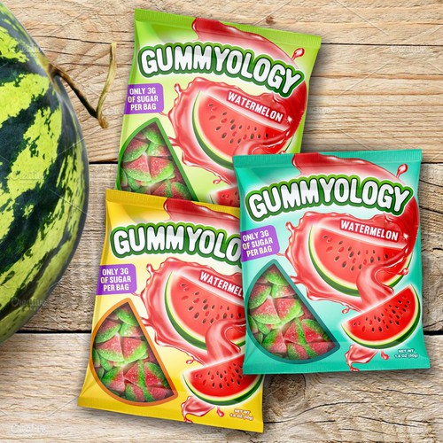 Playful packaging with the title 'Colorful packaging design concept for Gummiology'